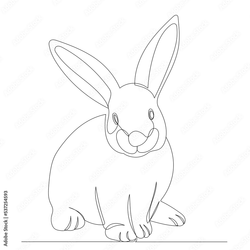 Obraz premium rabbit drawing by one continuous line, isolated vector