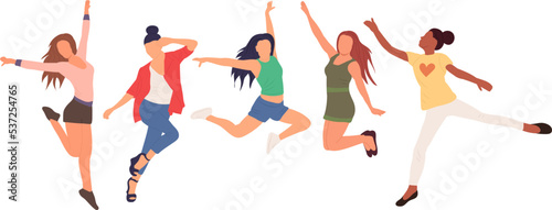 women jump, rejoice on a white background, isolated vector