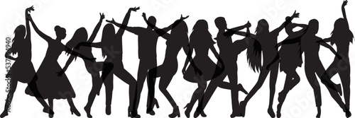 crowd dancing people silhouette isolated vector