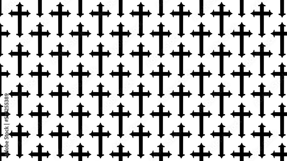 the pattern of grave crosses for Halloween on a white background 3-rendering
