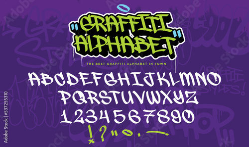 Graffiti art alphabet. Street art and graffiti font