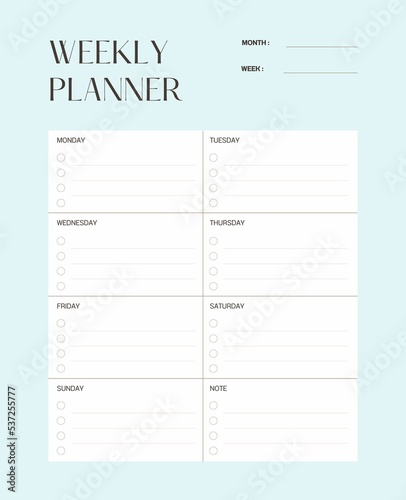 planner template for one week.
