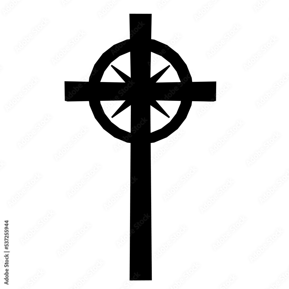 Obraz premium silhouette of a grave cross on a white background 3d-rendering