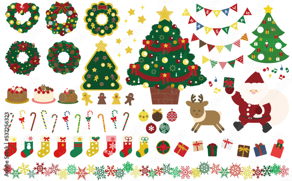 Fototapeta premium 楽しいクリスマスのイラストセット