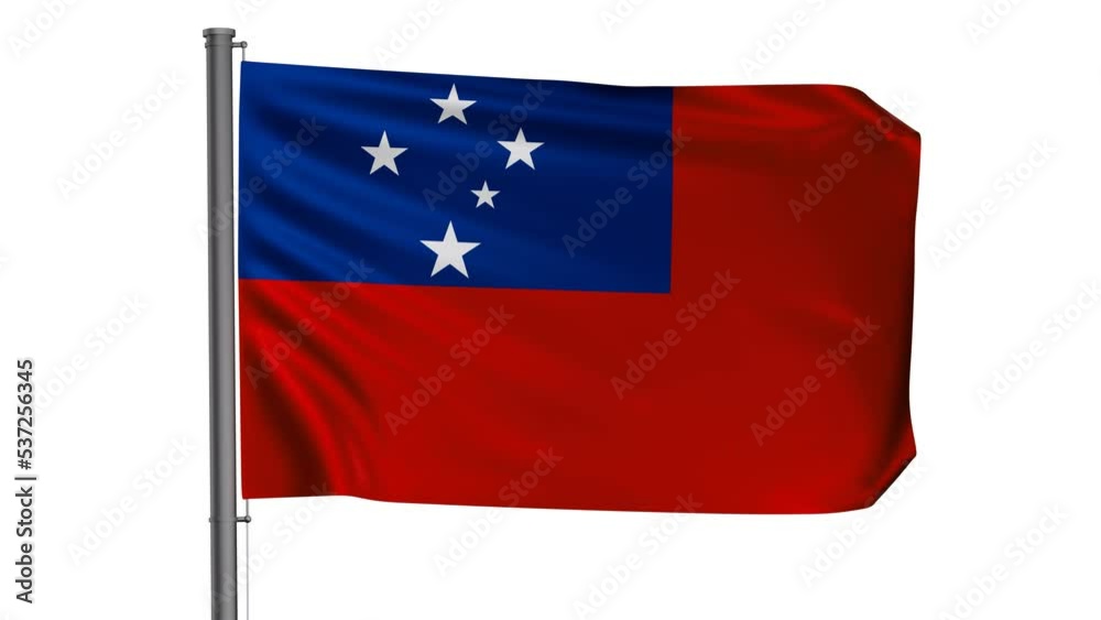 Samoa flag waving in the wind looped video, with alpha mask Samoa flag waving in the wind looped video, with alpha mask