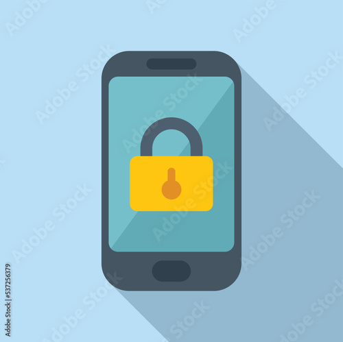 Phone lock icon flat vector. Data privacy. Safe personal