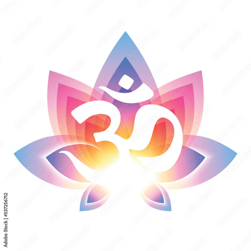 Lotus sacral flower with OM mantra vector illustration. Spiritual symbol. Lotus sacral flower with OM mantra vector illustration. Spiritual symbol.