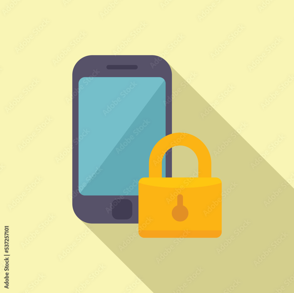 Locked smartphone icon flat vector. Data privacy. Secure policy