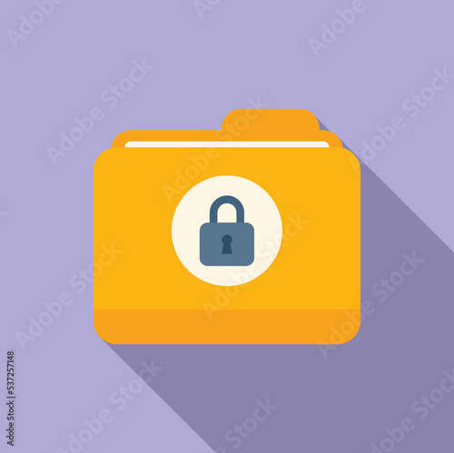 Folder lock icon flat vector. Safe personal. Information secure photo
