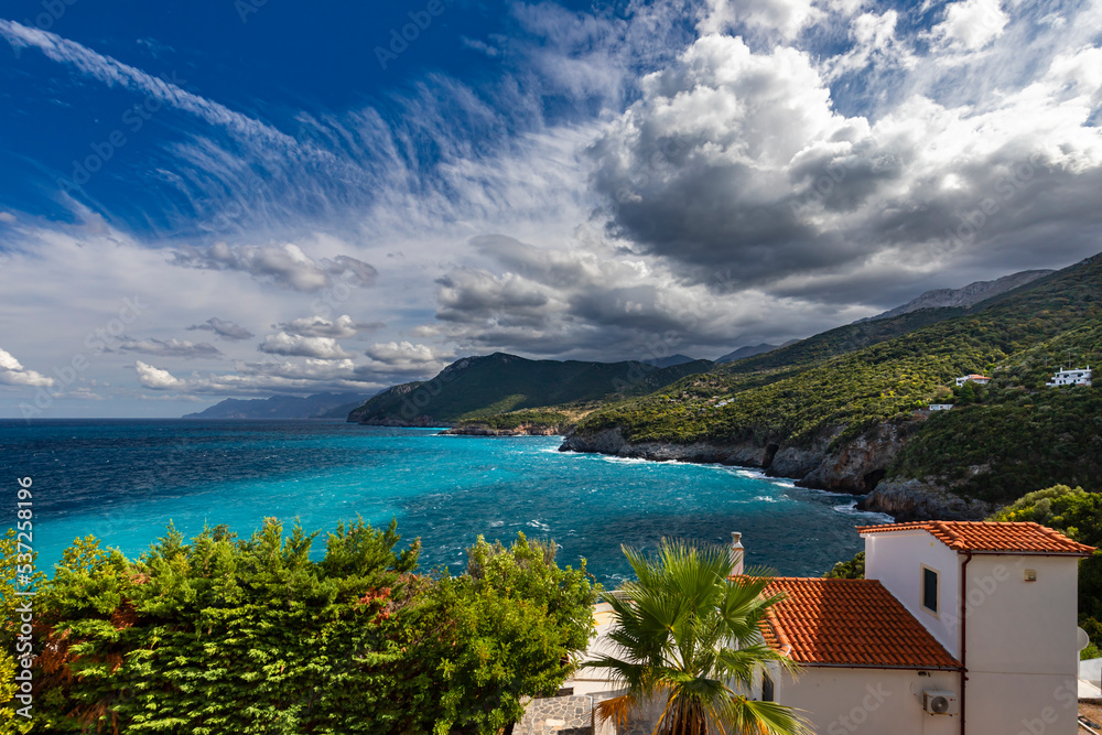 Krajobraz morski. Urlop i wypoczynek na greckiej wyspie, Evia	