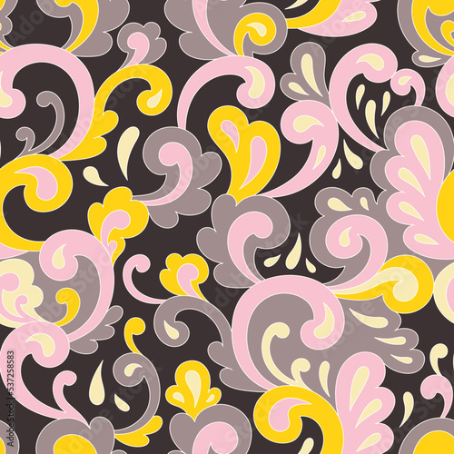 Retro psychedelic hippie design for package, branding, textile, stationery, wraping paper, gift cards, any surface. Abstract vintage fashion print. Old style groovy 60s 70s vector seamless pattern.
