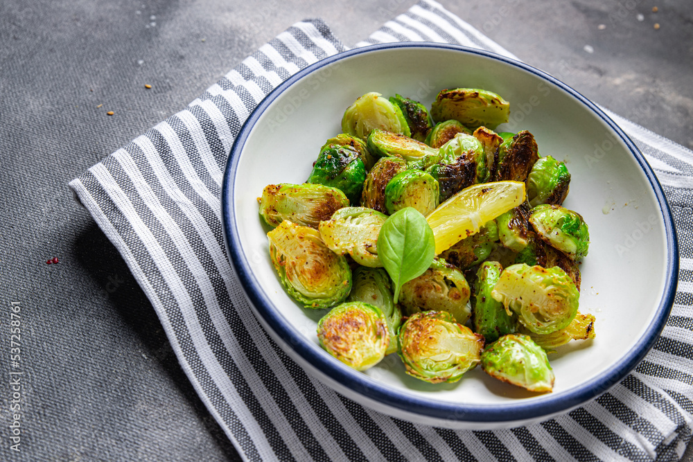 Brussels sprout fried vegetable meal food snack on the table copy space food background Brussels sprout fried vegetable meal food snack on the table copy space food background