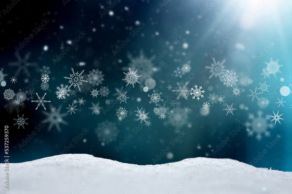 snowflake in sunlight. Dark blue delicate background. snowflake in sunlight. Dark blue delicate background.