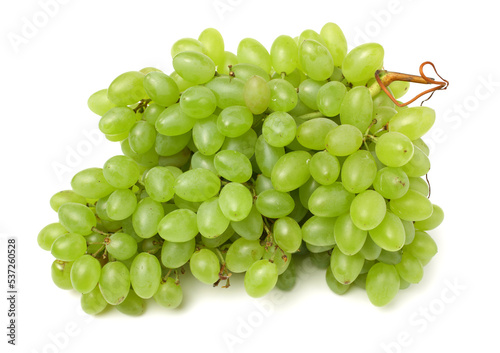 Green grapes on white background