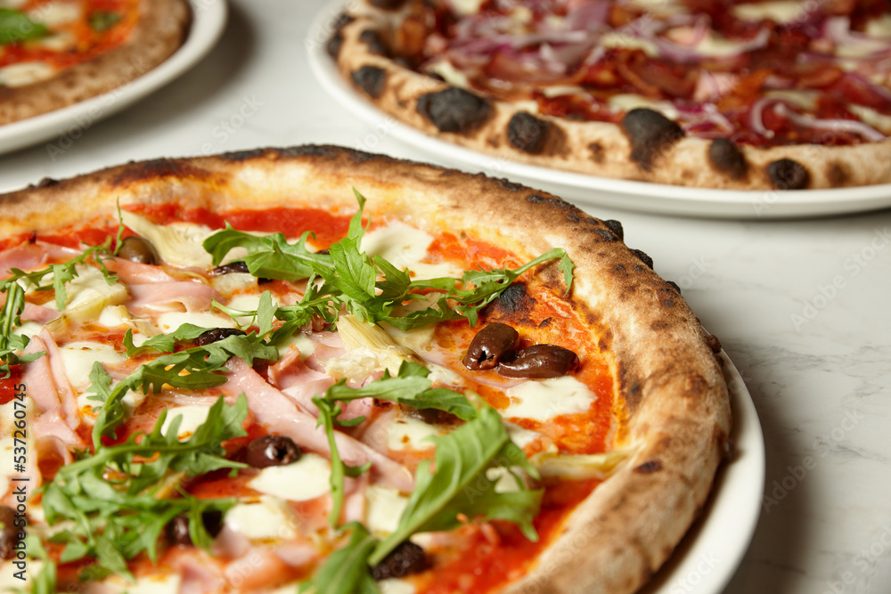 Close up shot of new york style pizza Close up shot of new york style pizza