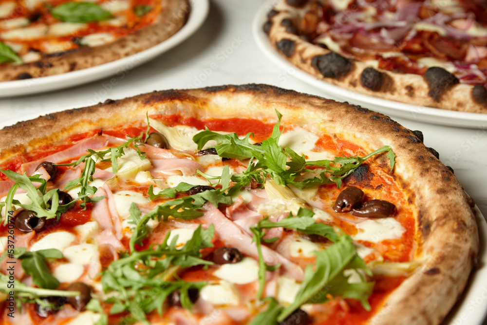 Close up shot of new york style pizza Close up shot of new york style pizza
