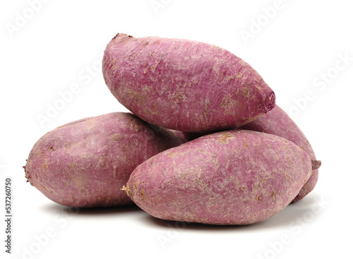 Purple Colored Sweet Potatoes on White background