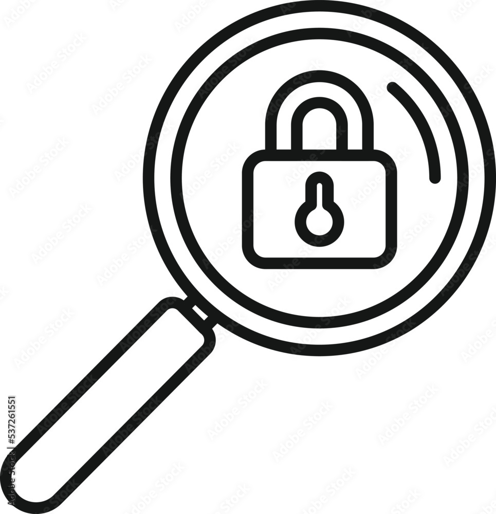 Privacy magnifier icon outline vector. Data protect. Personal safe Privacy magnifier icon outline vector. Data protect. Personal safe