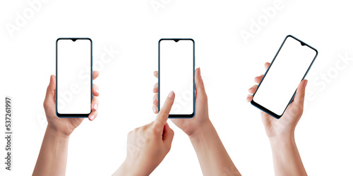 Phone mockup in different woman hands isolated PNG transparent