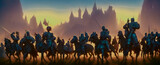 Artistic concept painting of a medieval army on the battlefield , background illustration.