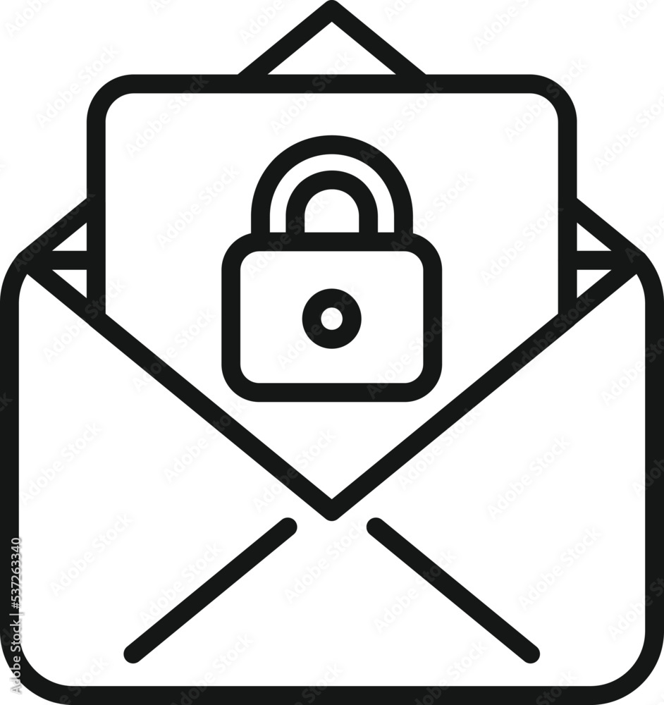 Mail security icon outline vector. Data protect. Safe personal Mail security icon outline vector. Data protect. Safe personal