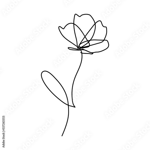continuous line hand drawn beautiful black and white line flowers Design greeting cards and holiday invitations. raster line illustration