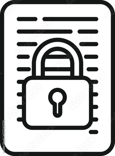 Document privacy icon outline vector. Data protect. Personal safe