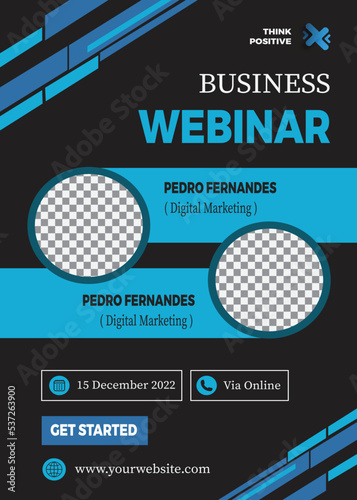 black and blue modern business webinar flyer