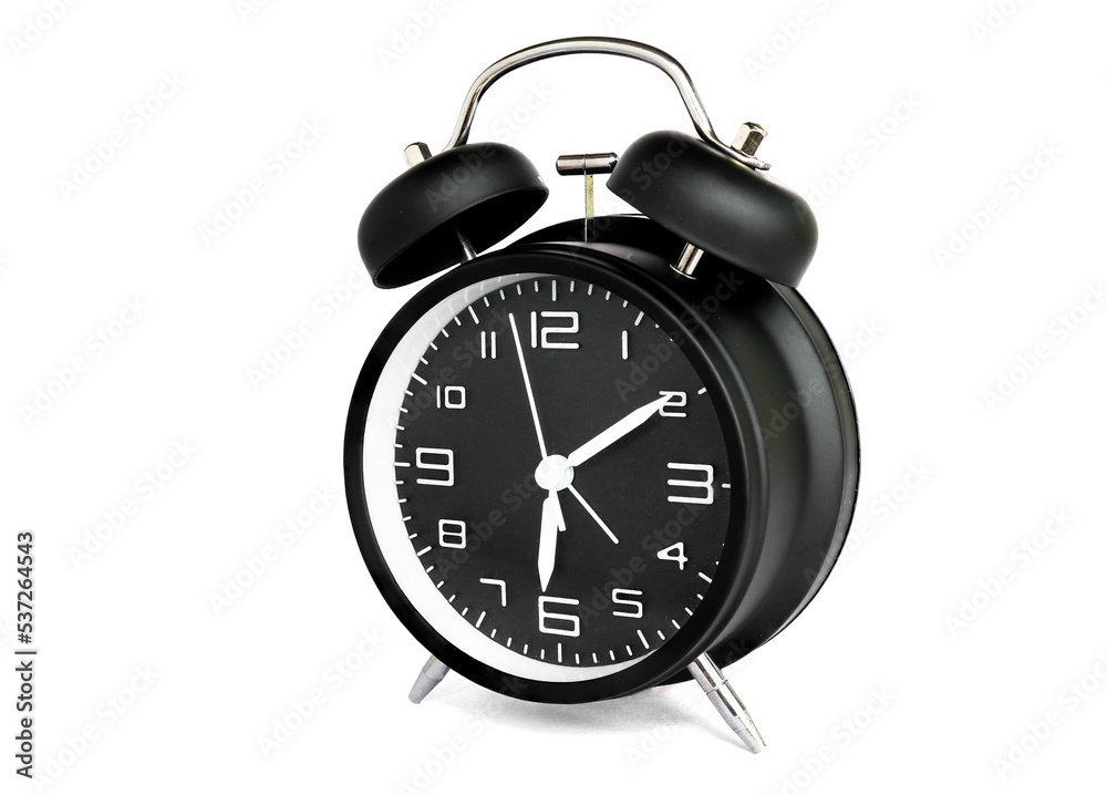 black alarm clock isolated on white background black alarm clock isolated on white background