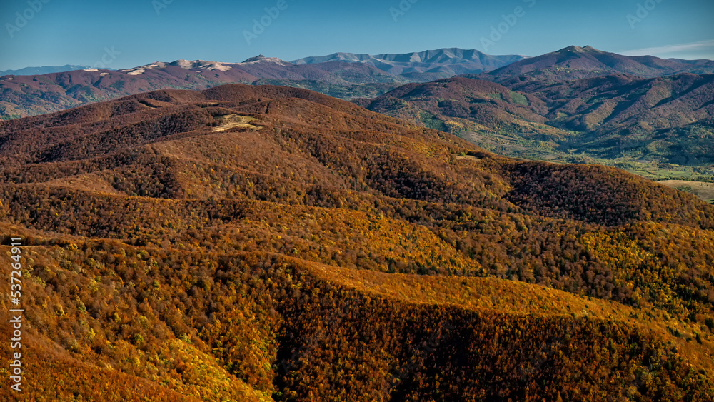 Naklejka premium Bieszczady National Park, Poland. Colorful autumn mountain landscape.