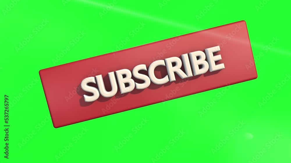 Youtube Subscribe Button 3D Animation with Lens flare Light, green screen Youtube Subscribe Button 3D Animation with Lens flare Light, green screen