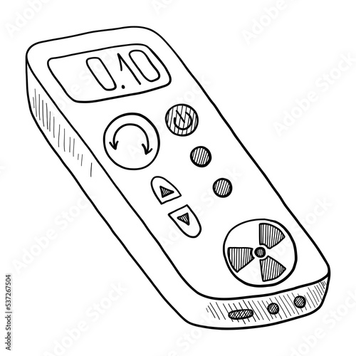 VECTOR BLACK-AND-WHITE CONTOUR ILLUSTRATION OF A RADIATION DOSIMETER