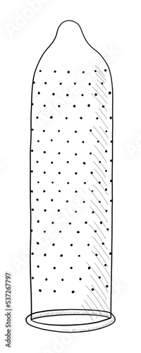 VECTOR BLACK AND WHITE CONTOUR ILLUSTRATION OF A CONDOM