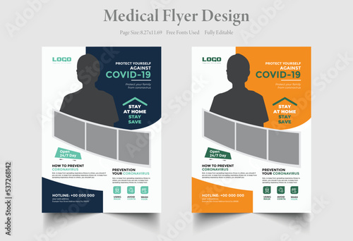 Medical healthcare a4 flyer design template for print, Vector template in A4 size - Vector
