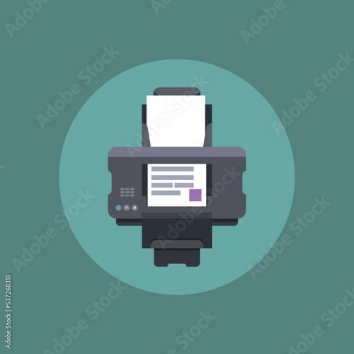 Best vector printer mechanism icon illustraion. scanning or color copy printer.