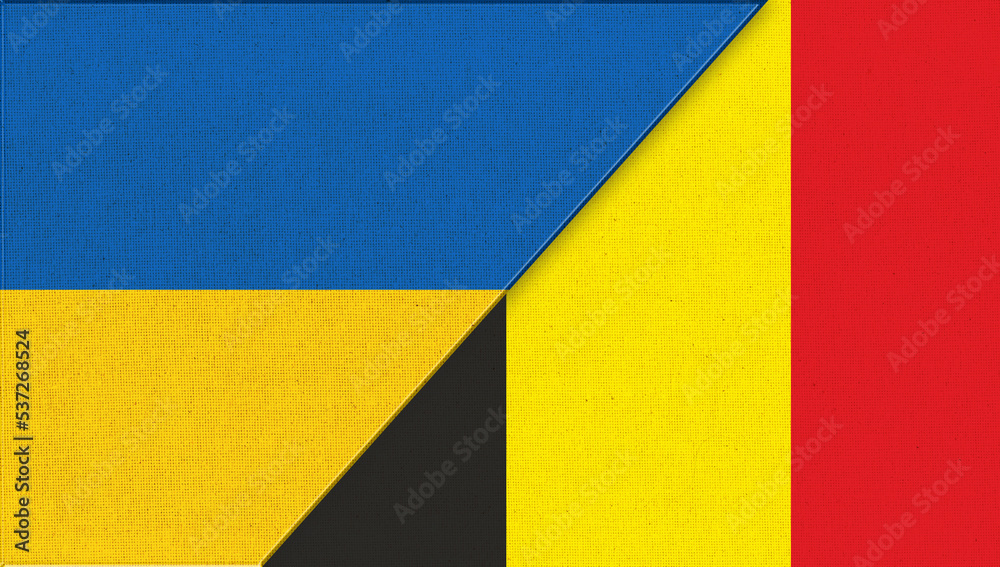 Flag of Ukraine and Belgium. Ukrainian and Belgian relations