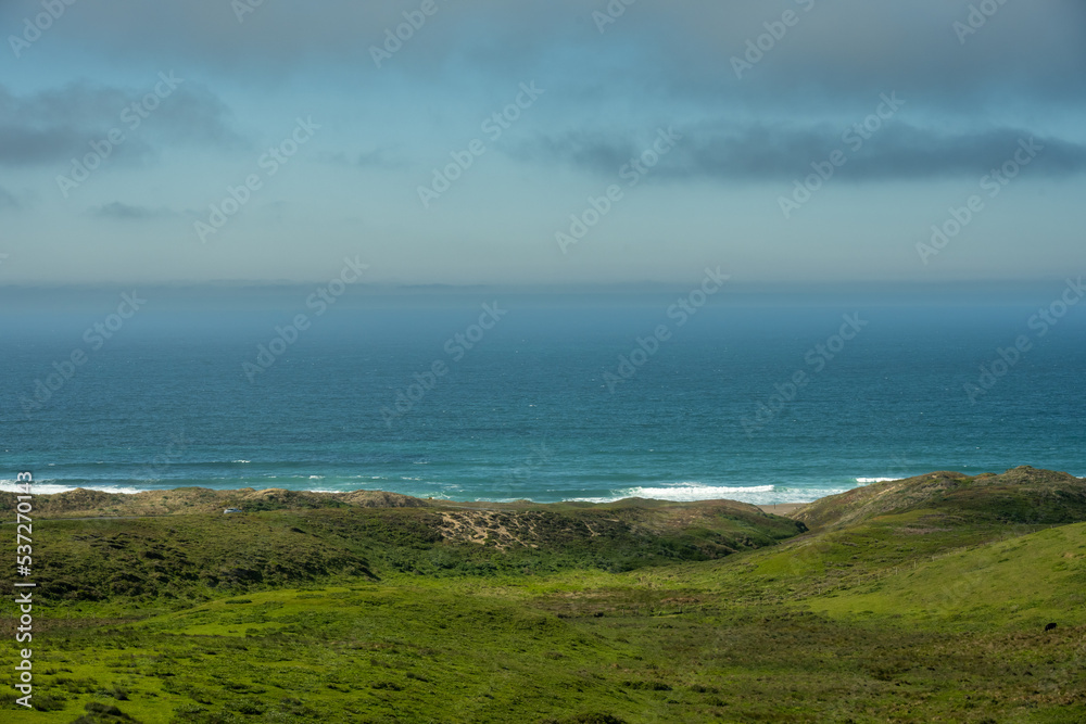 Green Fields Roll Into the Pacific Ocean at Point Reyes