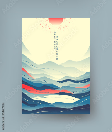 Laconic landscape in oriental style. Vector.