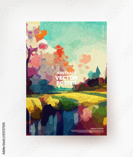 Creative colorful landscape in Impressionism style for posters, banners, covers, etc.