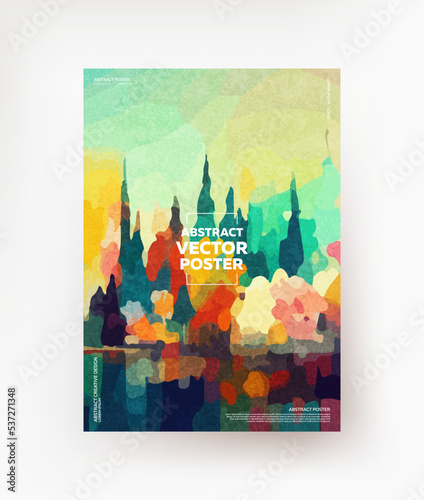 Creative colorful landscape in Impressionism style for posters, banners, covers, etc.