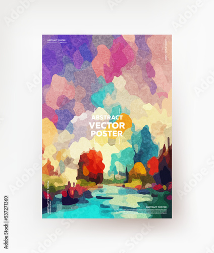 Creative colorful landscape in Impressionism style for posters, banners, covers, etc.