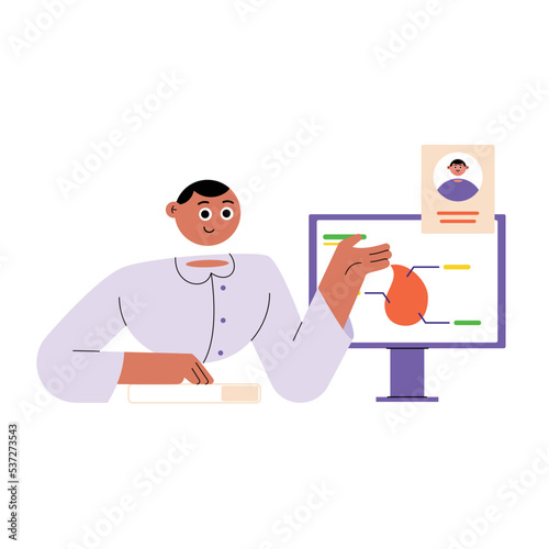 Man doctor analyzing result of patient blood glucose sugar test