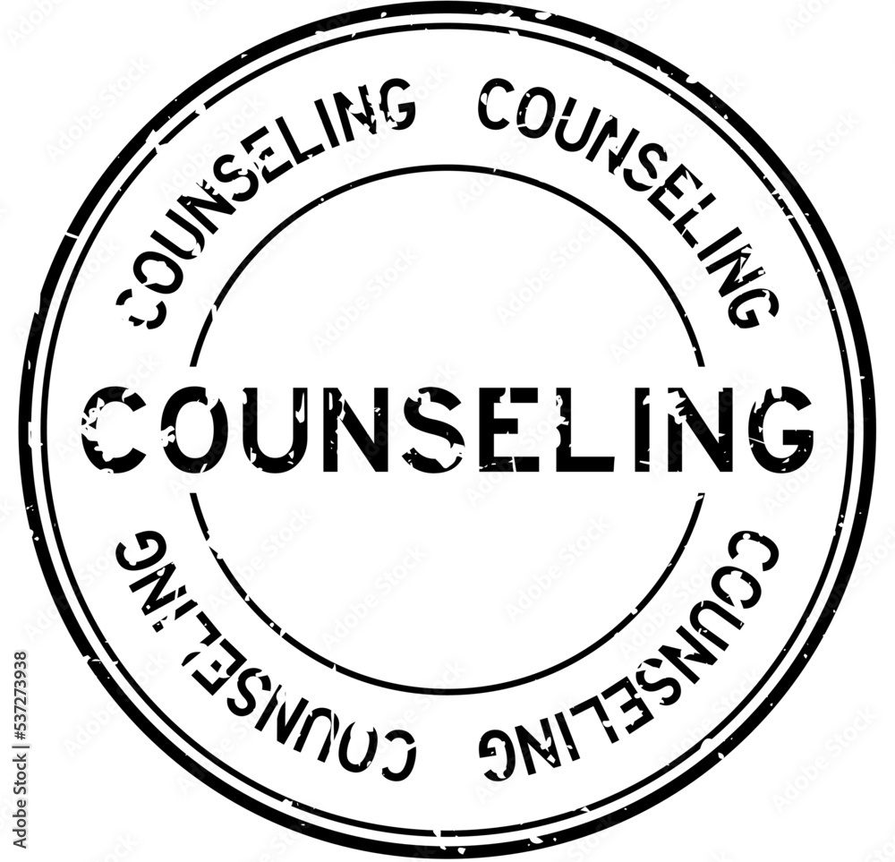 Grunge black counseling word round rubber seal stamp on white background