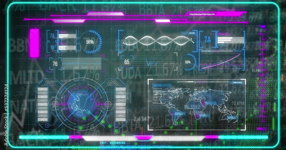 Animation of data processing over cityscape Animation of data processing over cityscape