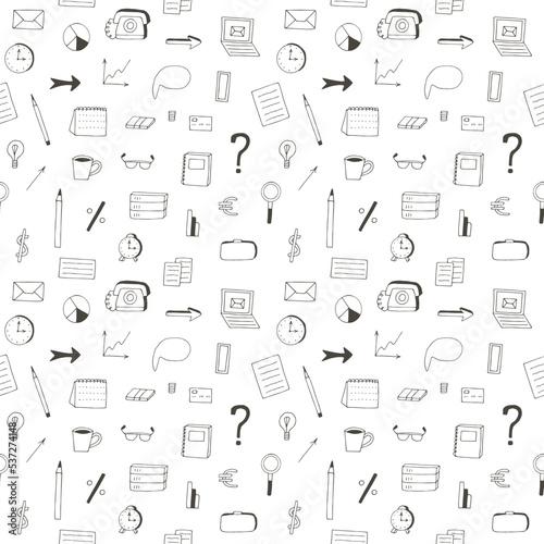 Business planning seamless pattern vector illustration, hand drawing