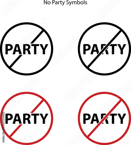 No party sign vector icon isolated on white background. filled flat sign for mobile concept and web design. Stop party ban glyph icon. Symbol, logo illustration. 