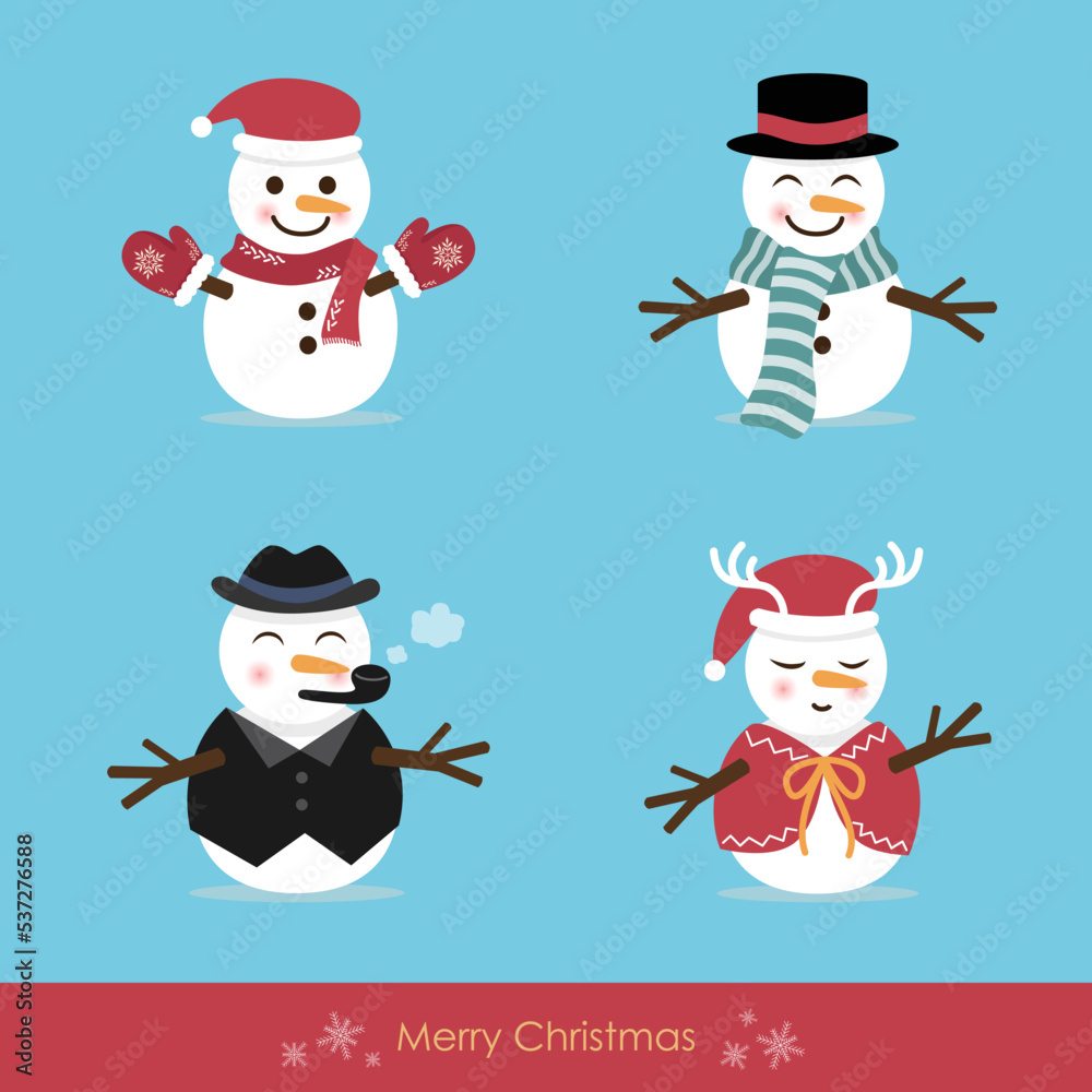 Flat design illustration for snowman. Flat design illustration for snowman.