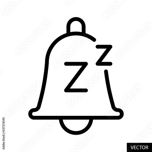 Snooze notifications bell vector icon in line style design for website, app, UI, isolated on white background. Editable stroke. Vector illustration.