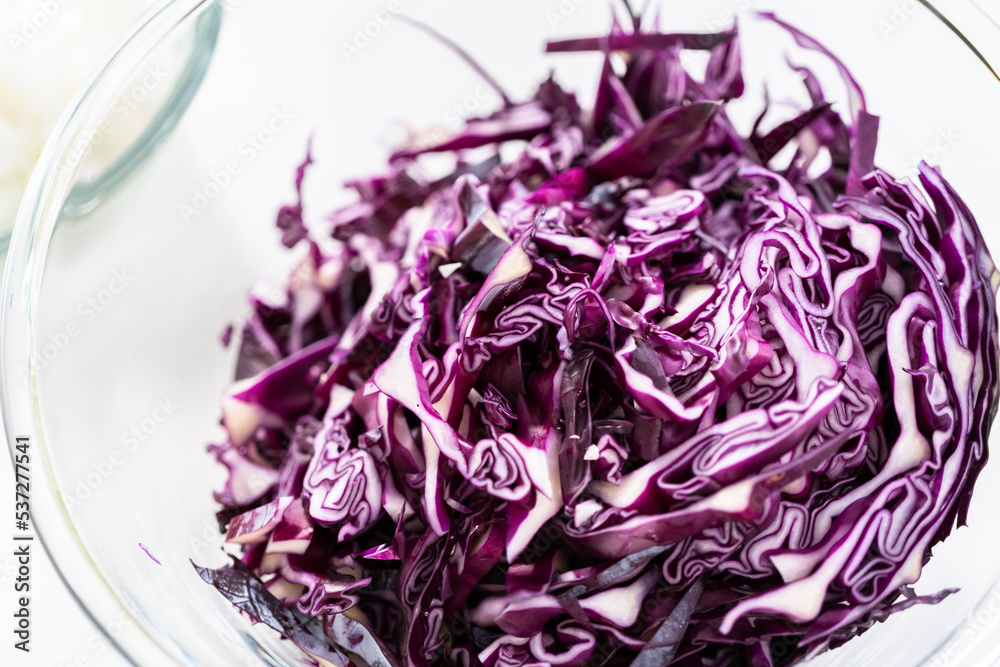 Shredding cabbage Shredding cabbage