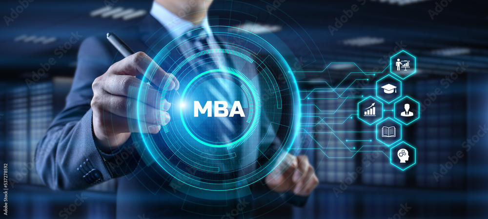 Fototapeta premium MBA Master of business administration education learning concept on screen.